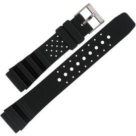 Hadley Roma MS3159 20mm Long Black Rubber Watch Band