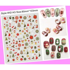Christmas Reindeer Santa Tree Snow Snowman Bear Penguin 3D Nail Sticker Wg143 for Nails Design Nail Art Stickers Decals Supplies Manicure Tips Sticker Colorful for Nail Decorations