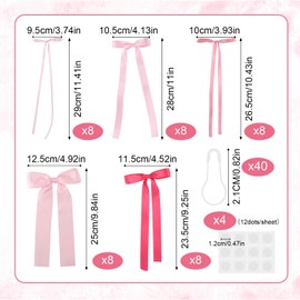 40pcs Pink Bow Wall Decor, Cute Bow Backdrop DIY Coquette Ribbon Garland for Girls Room Bedroom Birthday Party Decorations Bachelorette Wedding Baby Shower