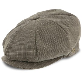 Walrus Hats Textbook Sage/Grey 8 Panel Newsboy Cap – Classic Polyester Ivy Hat with Cross-Stitched Pattern, Double Snap Brim & Removable Side Pin