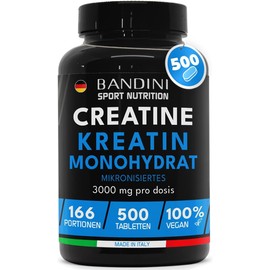 Bandini® Creatine Monohydrate 500 Tablets | Training, Sports, Fitness | 5 Month Supply | Alternative to Creatine Capsules & Powder | Pre & Intra Workout | Halal & Vegan, Mesh Factor 200