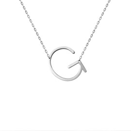 WIGERLON Stainless Steel Initial Letters Necklace for Women Color Gold and Silver from A-Z Letter Letter G Color Sliver