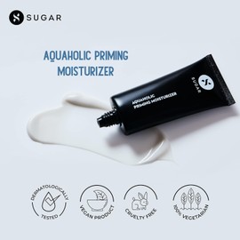 SUGAR Aquaholic Priming Moisturiser, Non-greasy Lightweight Formula, Hyaluronic Acid and Moringa, 30 ml