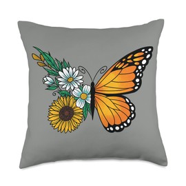 Smarty Pants Designs Floral Butterfly Throw Pillow, 18x18, Multicolor
