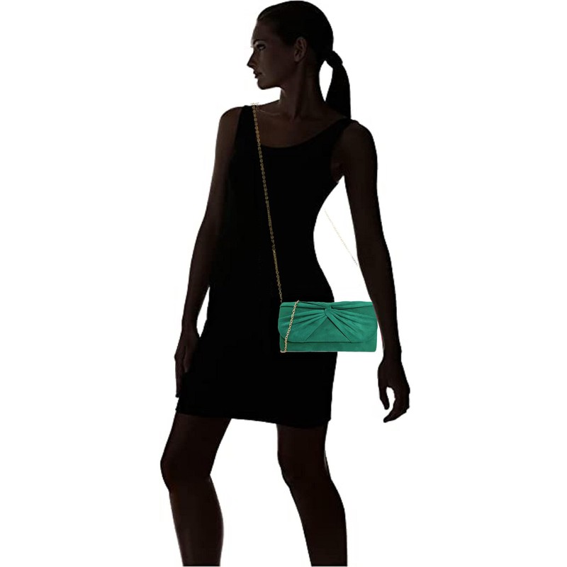 Suede Pleated Style Bridal Prom Wedding Evening Clutch Party Purse