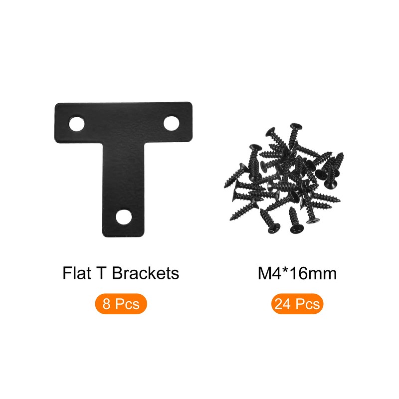 sourcing map T Shape Bracket, 40x40x1mm Carbon Steel Mending Plates