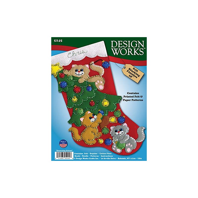 Tobin Decorating Kittens Felt Stocking Kit, Multi