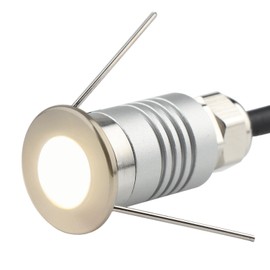 IBLLIGHT LED Mini In-Ground Starlight, 1W 24V DC Low Voltage Recessed Well Light, IP67 Waterproof, Buried Underground Marker Outdoor Landscape Lighting,Warm White 3000K (24V DC, 1 Pack)