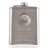 Mens 70th Birthday, Stainless Steel Engraved Hip Flask with Solid