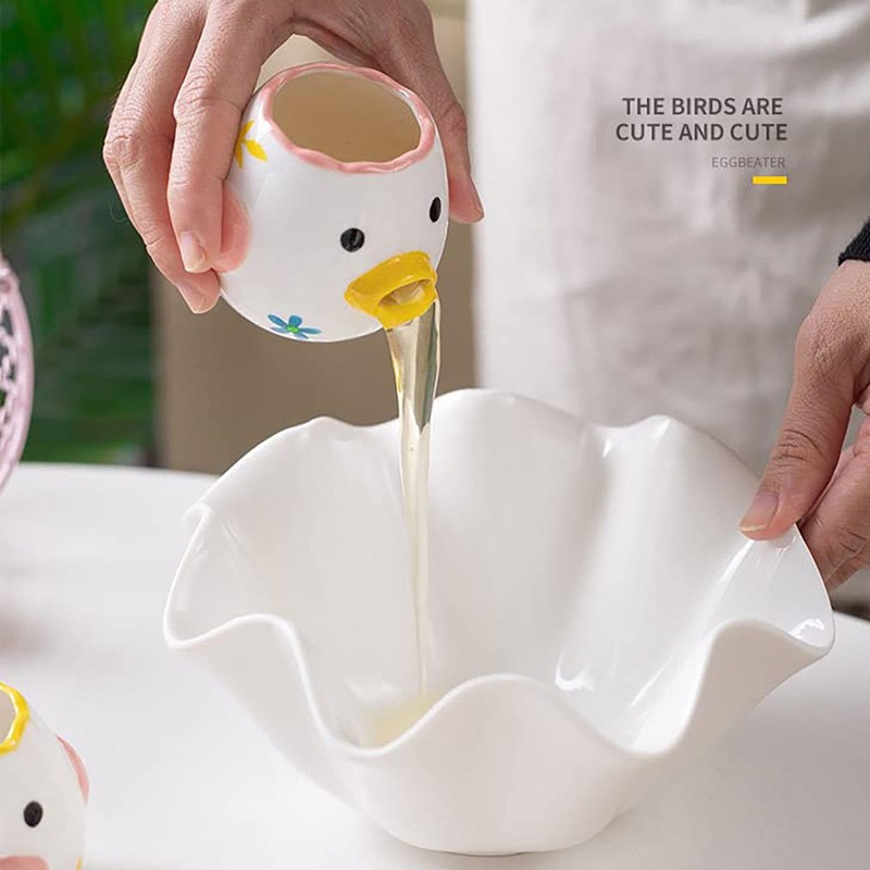 Fnjuucw Cute Egg Separator Creative Ceramic Small Chicken Egg Yolk