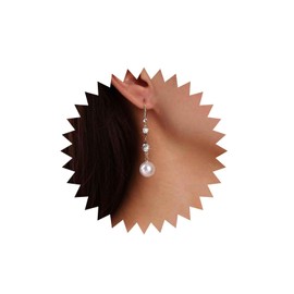 Sttiafay Vintage Crystal Pearl Dangle Earrings Long Pearl Tassel Earrings Pearl Bridal Drop Earrings Gold Rhinestone Stud Earrings Jewelry for Women