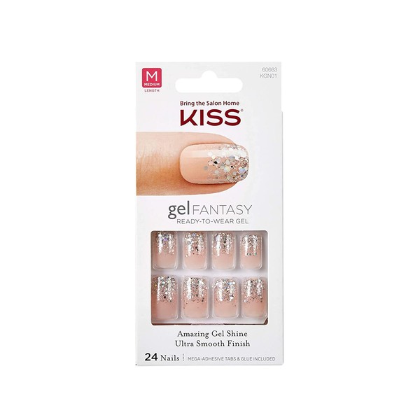 Kiss Nails GEL FANTASY- Medium Design Nails w/Adhesive Tabs & Glue (KGN01-FANCIFUL)