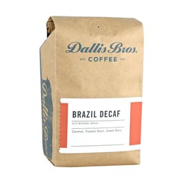 Dallis Bros. Coffee "Brazil Mogiana SWP Decaf" Medium Roasted Whole Bean Coffee - 12 Ounce Bag