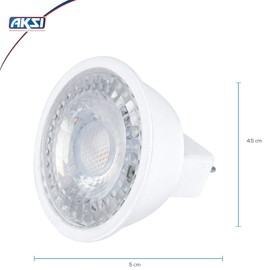 FOCO LED AKSI MR16 GU5.3, Equivalente a 40W (370 lm - Lúmenes), Consume 5W (vatios), LUZ BLANCA 6500K, 127V - PACK de 10