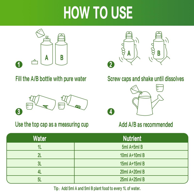 Hydroponic Nutrients, 800ML Hydroponic Plant Nutrients A and B, Universal