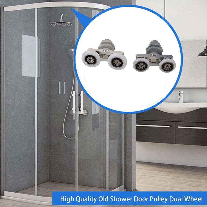 Leliafleury 4PCS Double Sliding Roller 23mm Shower Door Rollers Shower
