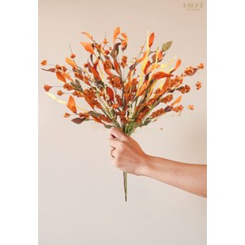 Uieke 2PCS Artificial Fall Flowers Arrangement with Small Pumpkin, Fall Stems Fake Autumn Leaves for Home Festive Harvest Fall Wedding Bouquet Party Thanksgiving Centerpiece Decorations