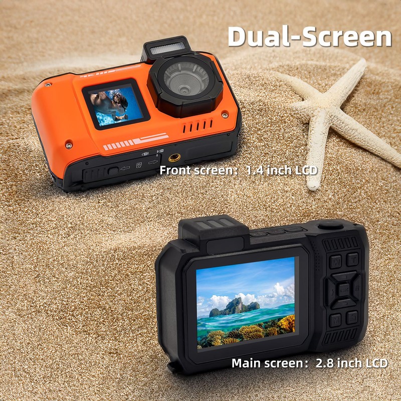 Underwater Camera, Waterproof Camera, 33 ft(10 Meters) Waterproof, 64GB Memory,