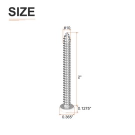 DTGN #10x2" White Screws - 25Pack - 304 Stainless Steel Pan Head Phillips Screw