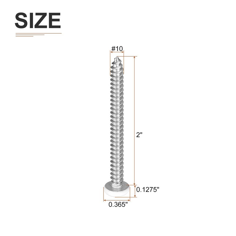 DTGN #10x2" White Screws - 25Pack - 304 Stainless Steel