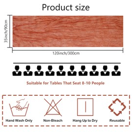 jefyghe Terracotta Cheesecloth Table Runner 35×120 Inch Boho Gauze Rustic Spring Easter Table Runner for Baby Shower Wedding Decorations Bridal Shower Birthday Party Tea Party Decorations(10Ft)