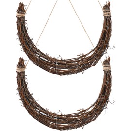 POPETPOP Grapevine Wreaths-2pcs Wire Wreath Forms Moon Shaped Christmas Rattan Wreaths Crescent Moon Twig Wreath for Crafts Home Holiday Wedding Party