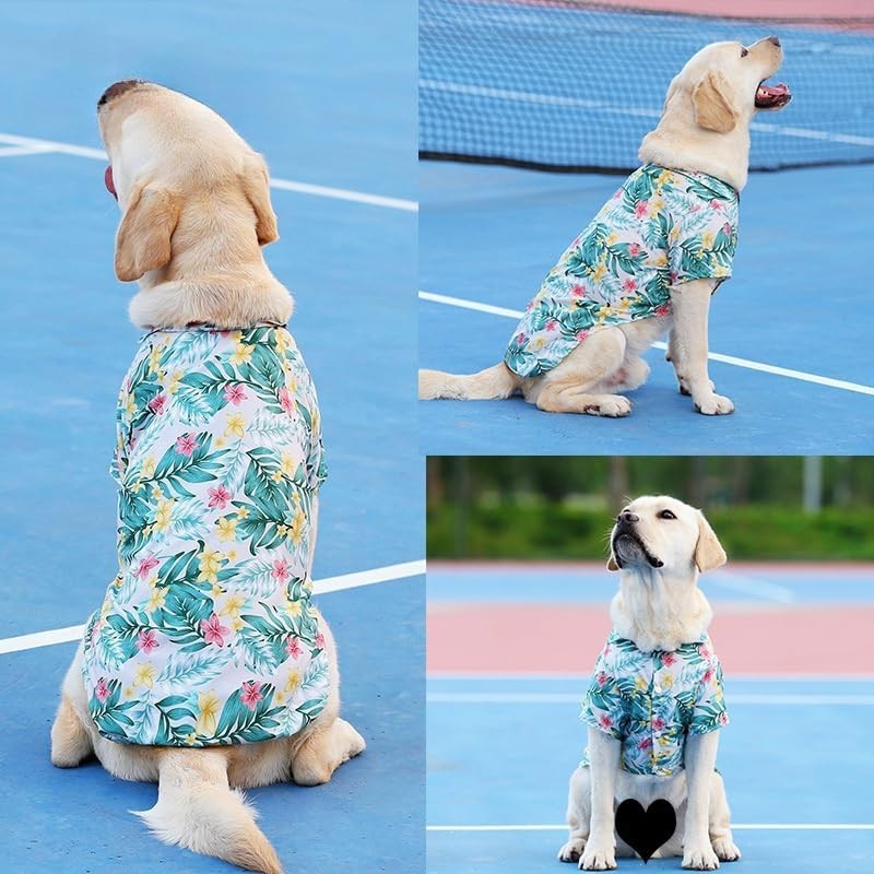 LHYZ PARK Hawaiian Beach Print Pet Dog Cat T-Shirts Cute