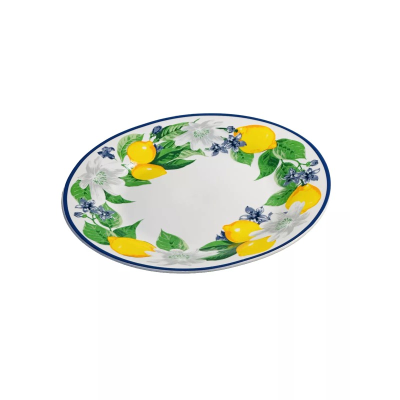 Royal Norfolk Lemon Floral Dinner Plate W/ Blue Rims, 10.5-in.