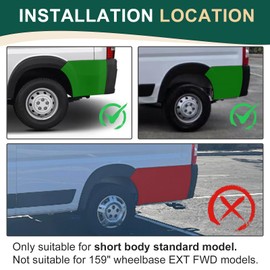 Copgge Rear Quarter Panel Trim Molding Cover Side Panel Fits for Ram ProMaster 1500 2500 3500 Cargo Van 2019 2020 2021 2022 Short Body Standard Model (NOT Extended Model)