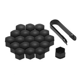Mtsooning 20PCS Wheel Lug Nut Cover, 17mm/0.67" Flexible Lug Bolt Caps, Inner Hex Bolt Dust Cap with Remover Tool Black