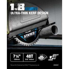 CRALY 7-1/4 Inch 48 Teeth Steel and Ferrous Metal Cutting Circular Saw Blade, 5/8 Inch Arbor, Thin Kerf, Professional Carbide Tipped Blade for Angle Iron, Threaded Rod, EMT Conduit(C0748MC)