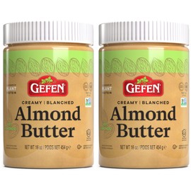 Gefen Pure Blanched Almond Butter, 16oz (2 Pack) | Non GMO | Rich, Smooth & Creamy Texture | No Salt or Sugar Added | Gluten Free | Vegan | Paleo | Keto | Product of USA | Kosher (Including Pasover)