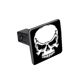 Graphics and More Tribal Skull White On Black - 2" Tow Trailer Hitch Cover Plug Insert
