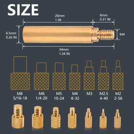 Heat-Set Insert Tips - Threaded Inserts M2 / M2.5 / M3 / M4 / M5 / M6 / 1/4" / M8 compatible for FX-888D Weller SP40NKUS and Yihua 939D Irons, Applied for Connecting 3D Printed Parts