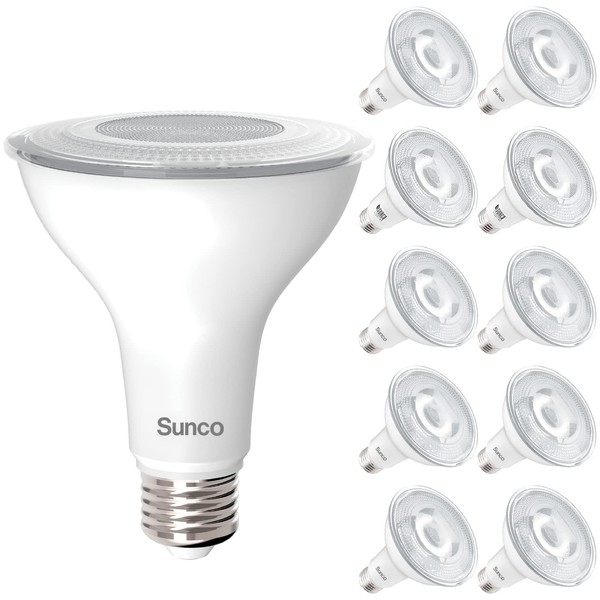 Sunco 10 Pack PAR30 LED Bulbs, Flood Light Outdoor Indoor 90W Equivalent 11W, Dimmable, 3000K Warm White, 850 LM, E26 Base, Exterior, Wet-Rated, Super Bright, IP65 Waterproof - UL Energy Star