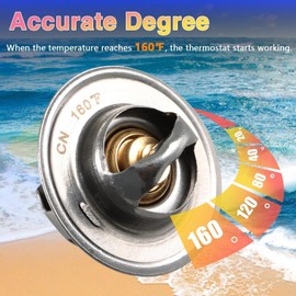 KPALAG Thermostat Kit 160 Degree (with Gaskets and a Housing Sleeve) Compatible with MerCruiser V-6 & V-8 4.3L 5.0L 5.7L 7.4L 8.2L Engine 1987-2016 Replace#: 807252Q5