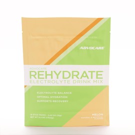 AdvoCare Rehydrate Electrolyte Drink Mix - Hydration & Recovery Drink with Sodium, Potassium & More - Melon - 15 Hydration Packets