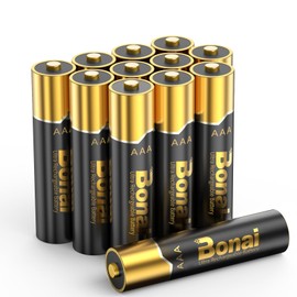 BONAI Gold Top Rechargeable AAA Batteries 12 Count, Upgrade High-Performance 1100mAh High Capacity NiMH AAA Rechargeable Batteries Low Self-Discharge