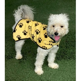 Canine Chiller, PVA Cooling Vest for Dogs, Yellow with Black Paw Prints (SM)