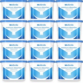 Moisture Absorbers 12 Pack, Fragrance-Free Closet Dehumidifier for Bathroom, Car ＆ Basement, 10.5 oz Refillable Humidity Absorber Boxes