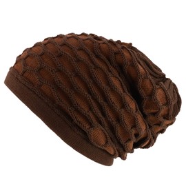 Armycrew Deep Shell Dreadlock Jamaica 100% Cotton Oversized Rasta Knit Beanie - Brown