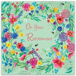 Twizler Retirement Card - Wildflowers Floral - Happy On Your Retirement Card for Women