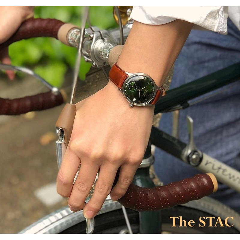 The Stack Classic Green Wristwatch, Made in Japan, 1.4 inches