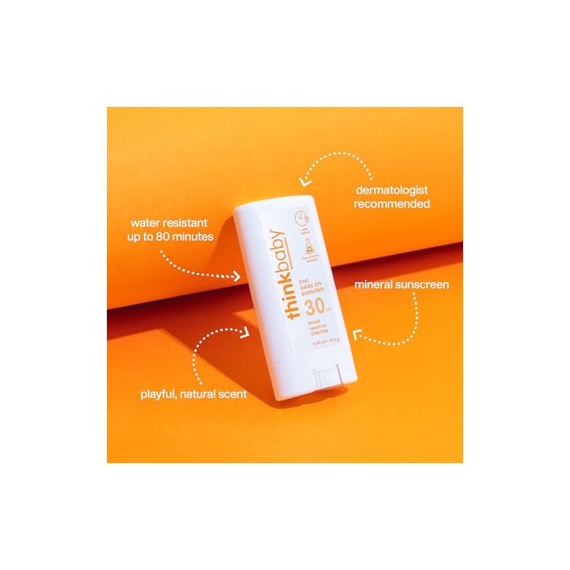 thinkbaby Sunscreen Stick, White/Orange, 0.64 Ounce