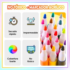 Plumones Acrilicos - Ligutec Marcadores Acrílico de Punta Rotulador Pincel Blanda No Tóxico Para Niños y Adultos, Con Estuche de PVC Para Lienzo Papel Vidrio Madera Plásticoo (Blanco, 80PCS)