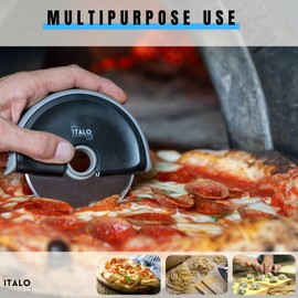 ITALO – Pizza Cutter Wheel, Stainless Steel Pizza Cutter with Protective Blade Cover, Black
