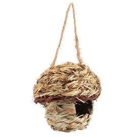 Handwoven Straw Bird Nest Cage House Hatching Breeding Cave in 3 Size for Parrot, Canary or Cockatiel or Other Birds(S)