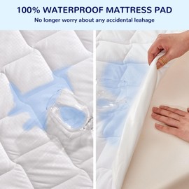 SLEEP ZONE Waterproof Crib Mattress Protector Pad, Skin-Friendly & Breathable & Machine Washable Mattress Topper, 100% Absorbent Crib Toddler Mattress Cover (White, Crib 2 pcs)
