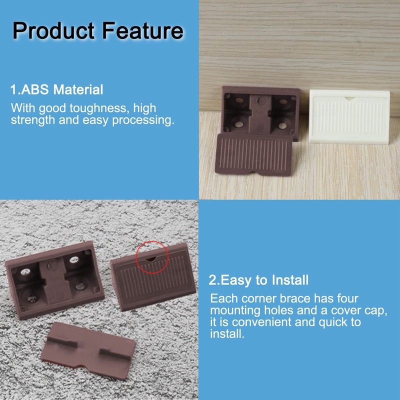 MroMax Corner Brackets, 42 x 20 x 20 mm, Plastic,