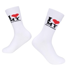 LIKUNGOU I Love My Boyfriend Socks Matching Socks for Couple Valentines Gift I Heart My Girlfriend Love Gifts for Her (One Size, i love my boyfriend)